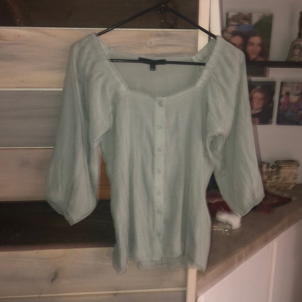 Cute Linen button down bell sleeve shirt